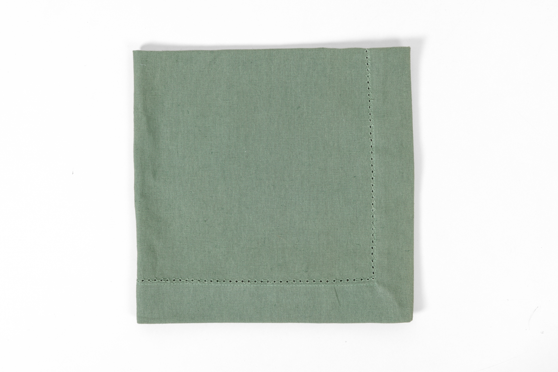 REF 5235 - Guardanapo De Linho Verde Eucalipto Ponto Ajour 50 Cm X 50 Cm