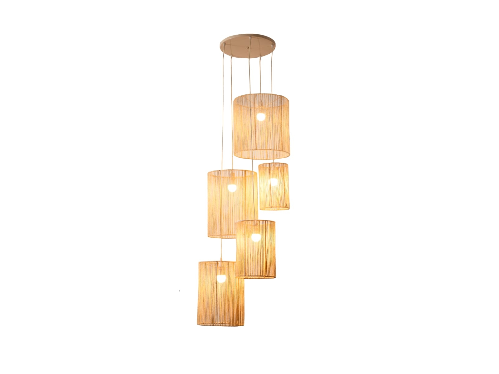 REF 3897 - Luminária 5 Cúpulas De Corda