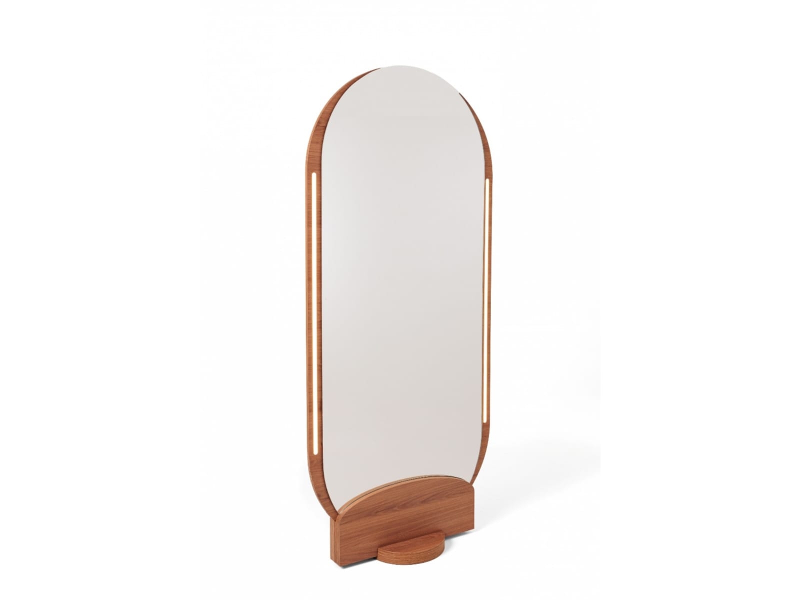 REF 11126 - Espelho Oval De Madeira E Led 1,85X80Cm