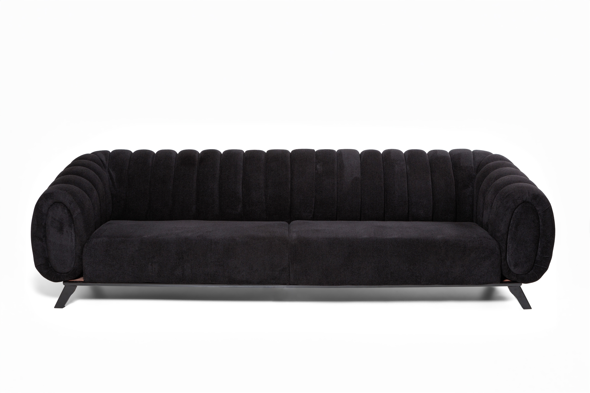 REF 4887 - Sofá Gomos Bucle Preto 3,00 Comp 95Cm Prof 84 Cm Alt